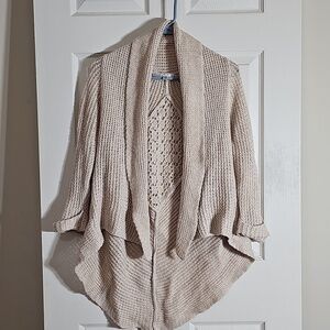 CAbi “Teacher's Pet” Open Front Cardigan Sweater in Beige/Tan Size XS